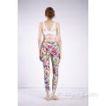 Dames bloemenprint hoge taille hoge elastische legging